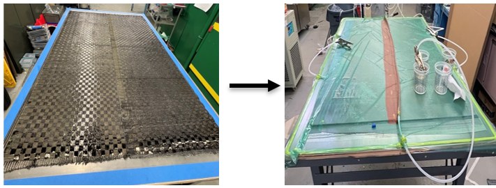 Fabric layup and VARTM infusion with Elium resin